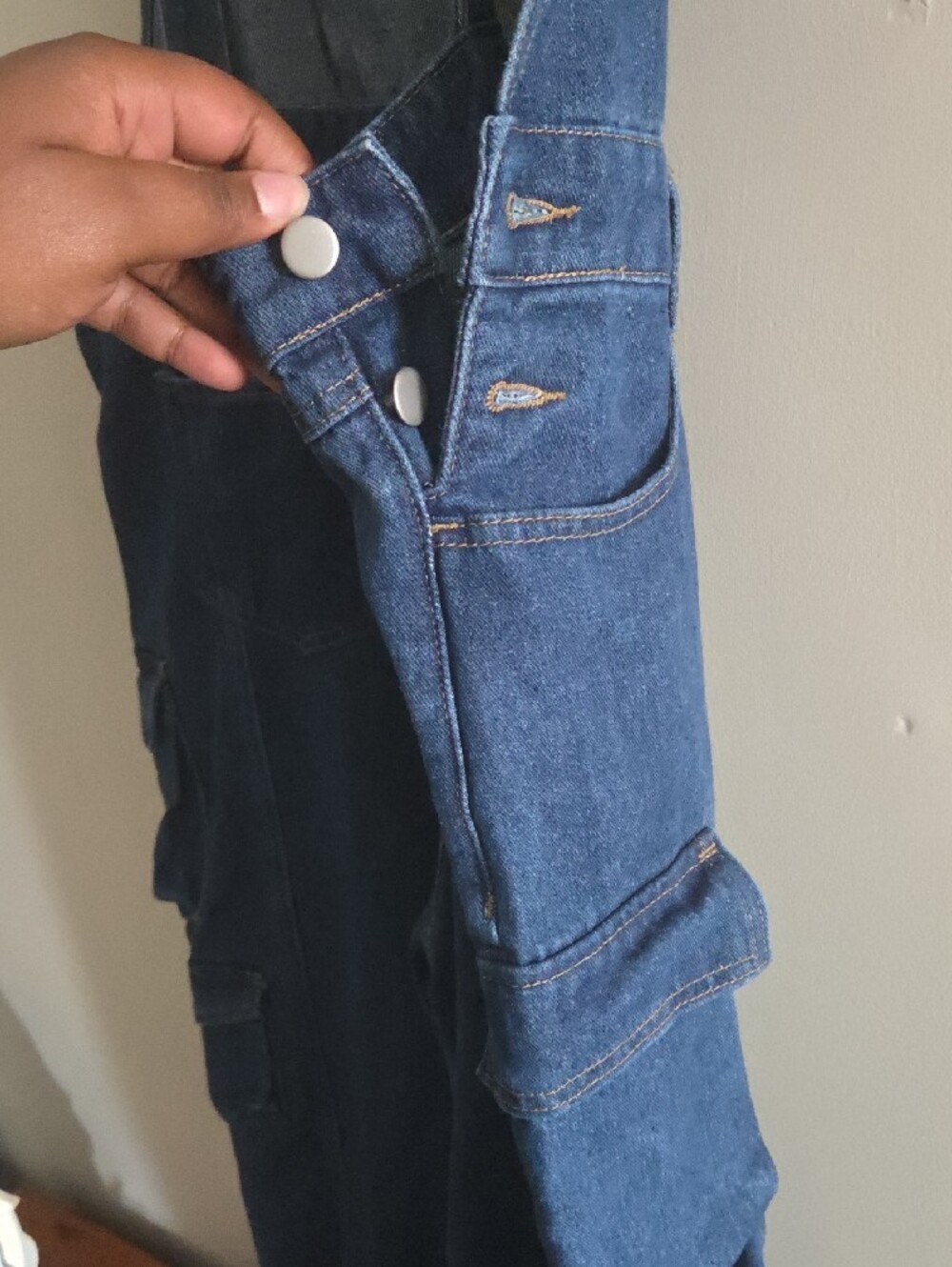 Utility Denim Cargo Overalls - Blue - Picture 6 of 6